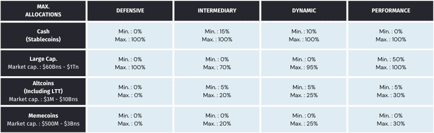 Portfolio repartition table